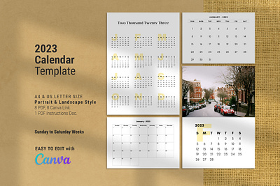 2023 Calender Template 2023 calendar calendar calendar 2023 calendar design calendar layout calendar template canva canva planner canva template creative daily digital planner editable editable calendar landscape calendar minimal minimal calendar portrait calendar printable calendar yearly calendar