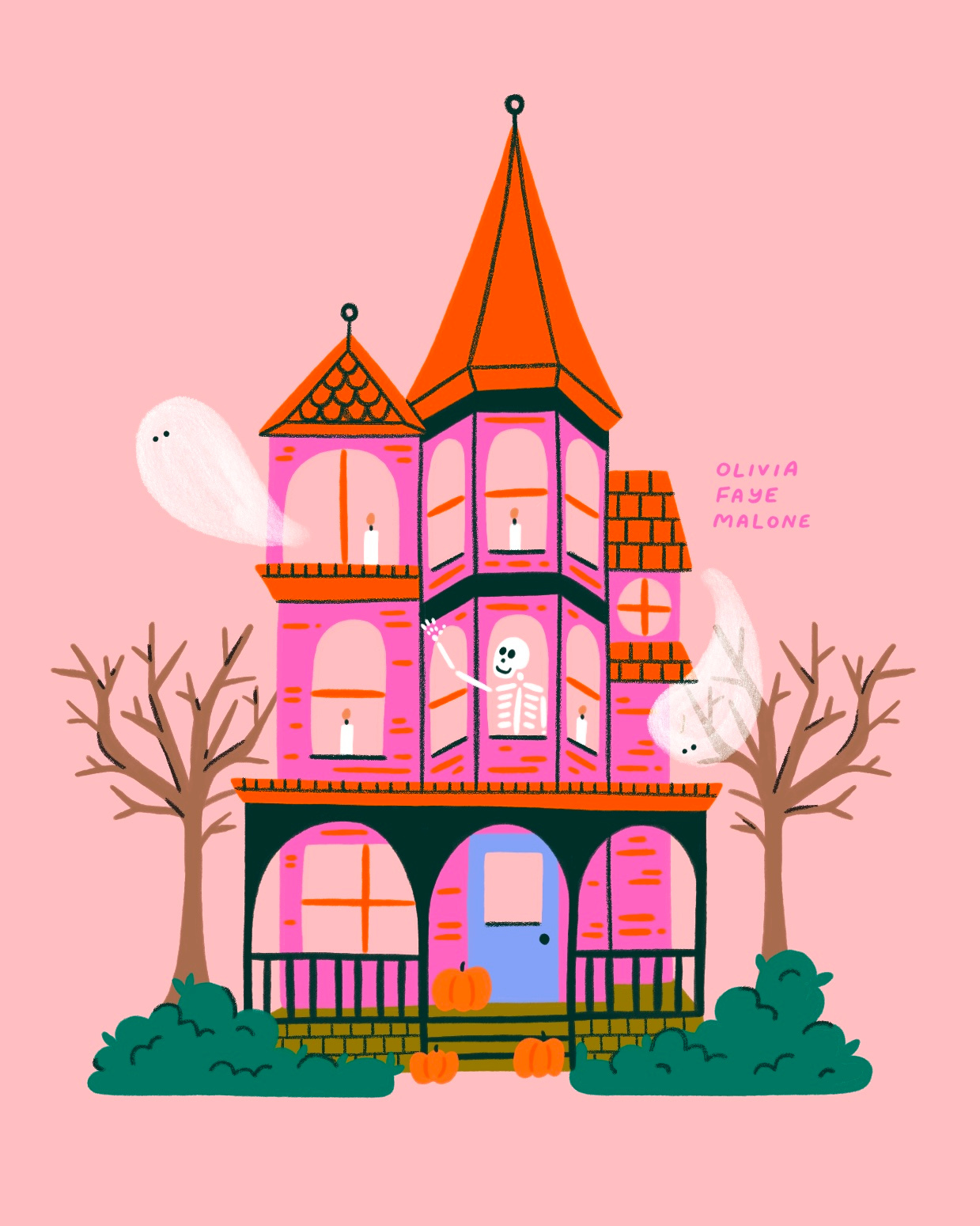 Spooky House design ghosts halloween hand drawn house illustration illustrator october procreate pumpkins spooky