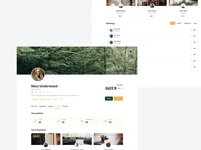 Profile Page - Desktop UI desktop green profile rankings social ui ux web yellow