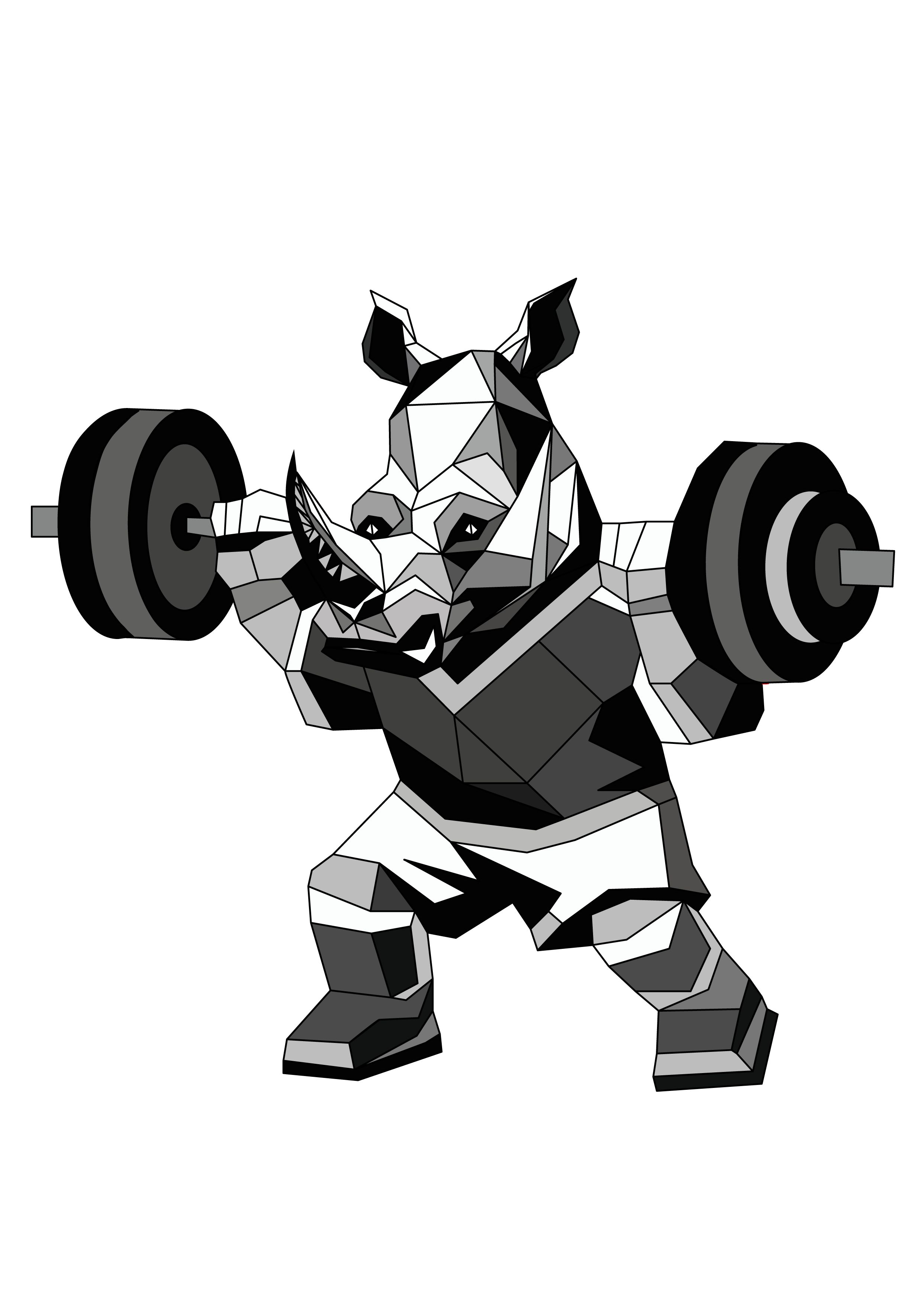 Rhino Ray Lifting Barbell athlete barbell black and white bodybuilding fitness geometric gym low poly minimal muscle polygonal power ray rhino rhinoceros sports sticker strength training strong weightlifting