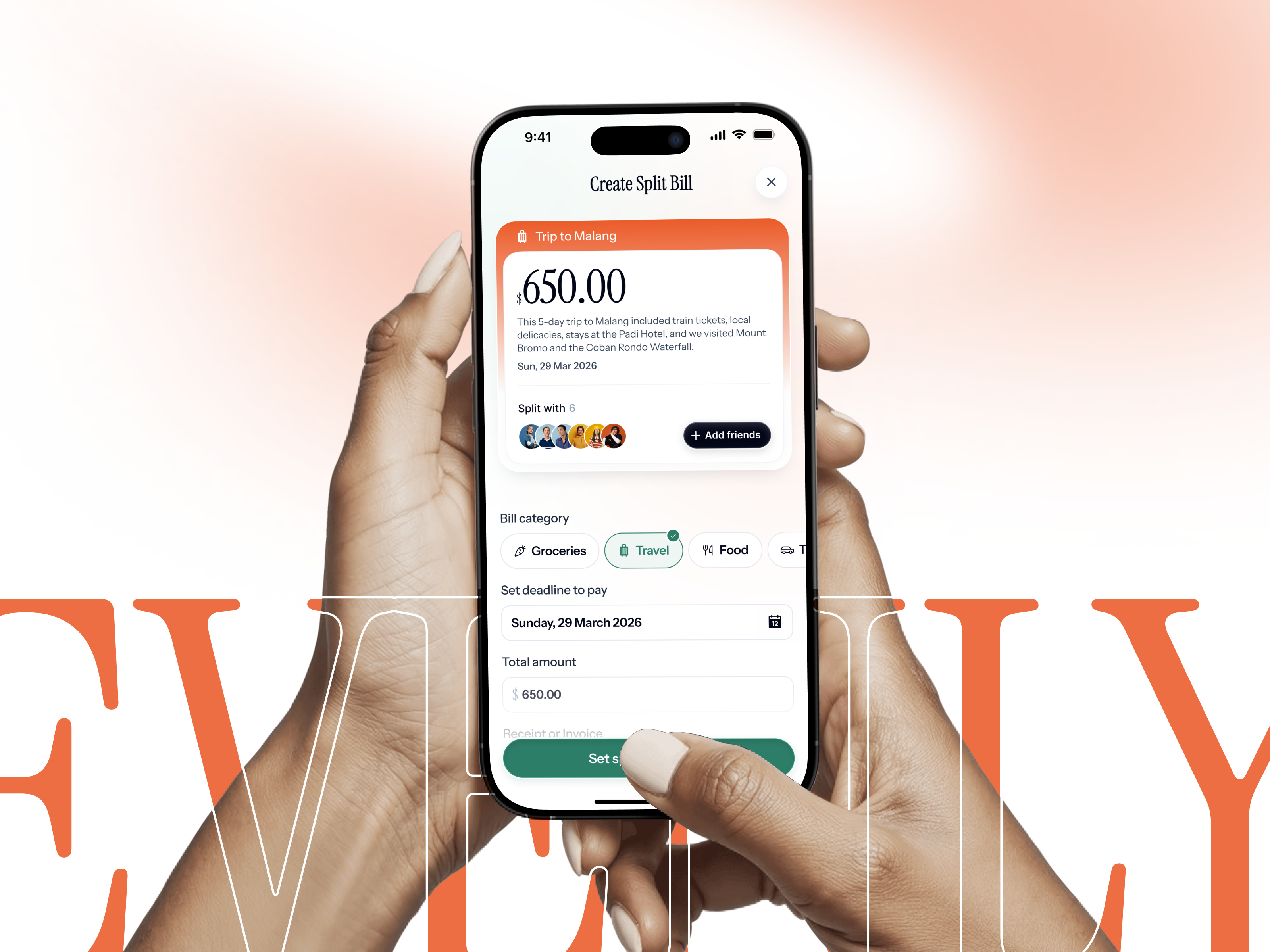 🧮 Evenly • Split Bill App app bill clean design mobile app money money app motion graphics payment split split bill ui ux