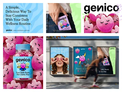 Genico Poster — Daily Wellness Visual Exploration brandidentity branding design graphic design health illustration logo logo design posterdesign product design vector visualidentity vitamins wellness brand