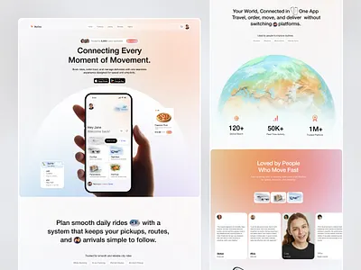 Super App Landing Page | Food, Delivery & Travel Experience deliveryapp designinspiration digitalproduct figma food website interfacedesign juice lab landingpage mobility productdesign saas saasdesign superapp travelapp uidesign uiux uxdesign webapp webdesign website