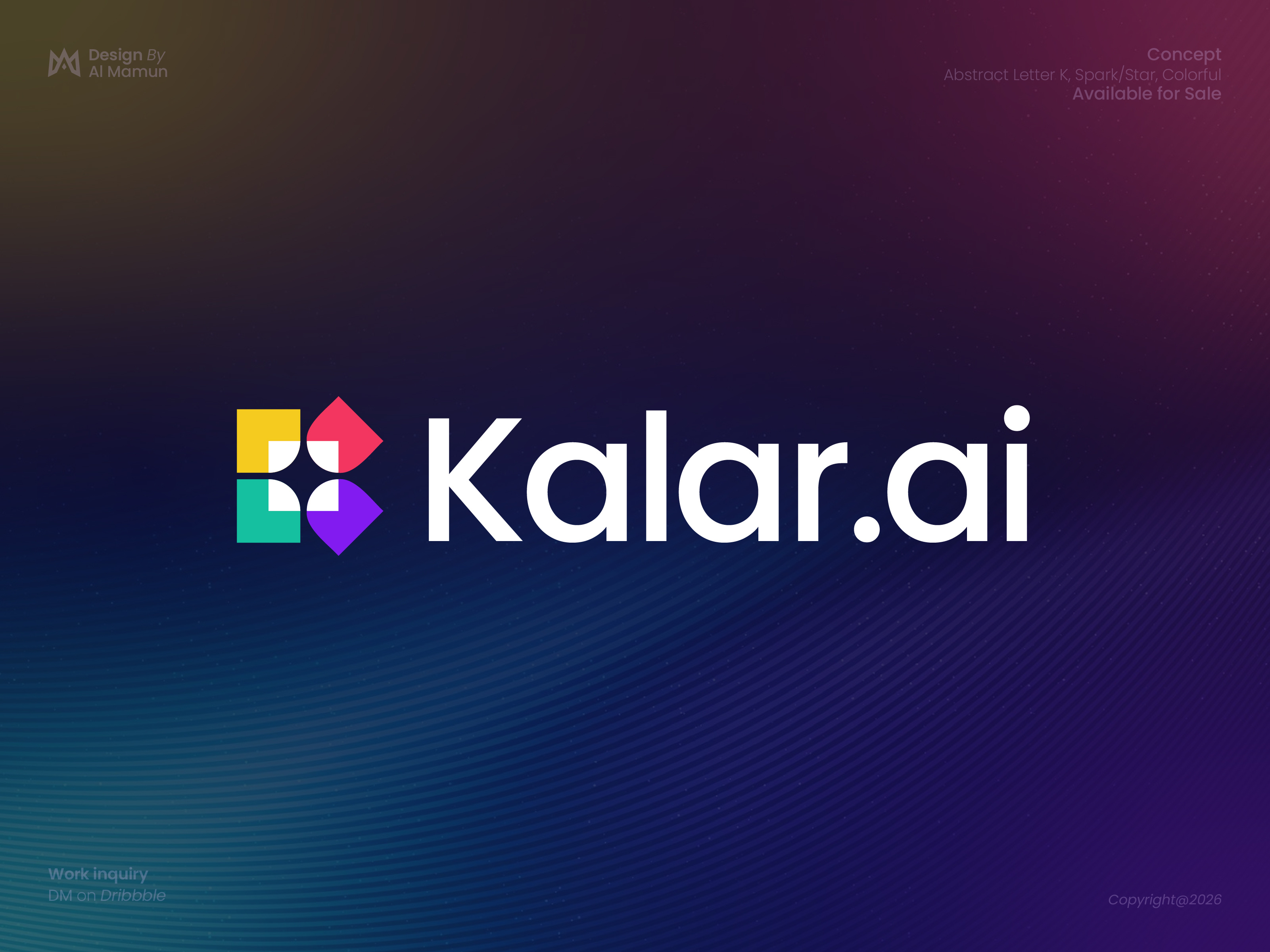 Kalar.ai | Colorful Artificial Intelligence Logo ai logo artificial intelligence brand mark branding chatbot color generation colorful identity k logo letter k logo logo design logo designer logo icon logo mark modern logo software symbol tech webapp