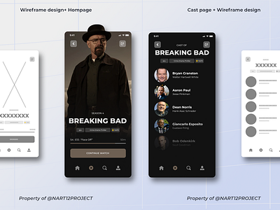 "BREAKING BAD" Streaming Mobile app design + Wireframes. app branding design mobile movie streaming ui uidesign