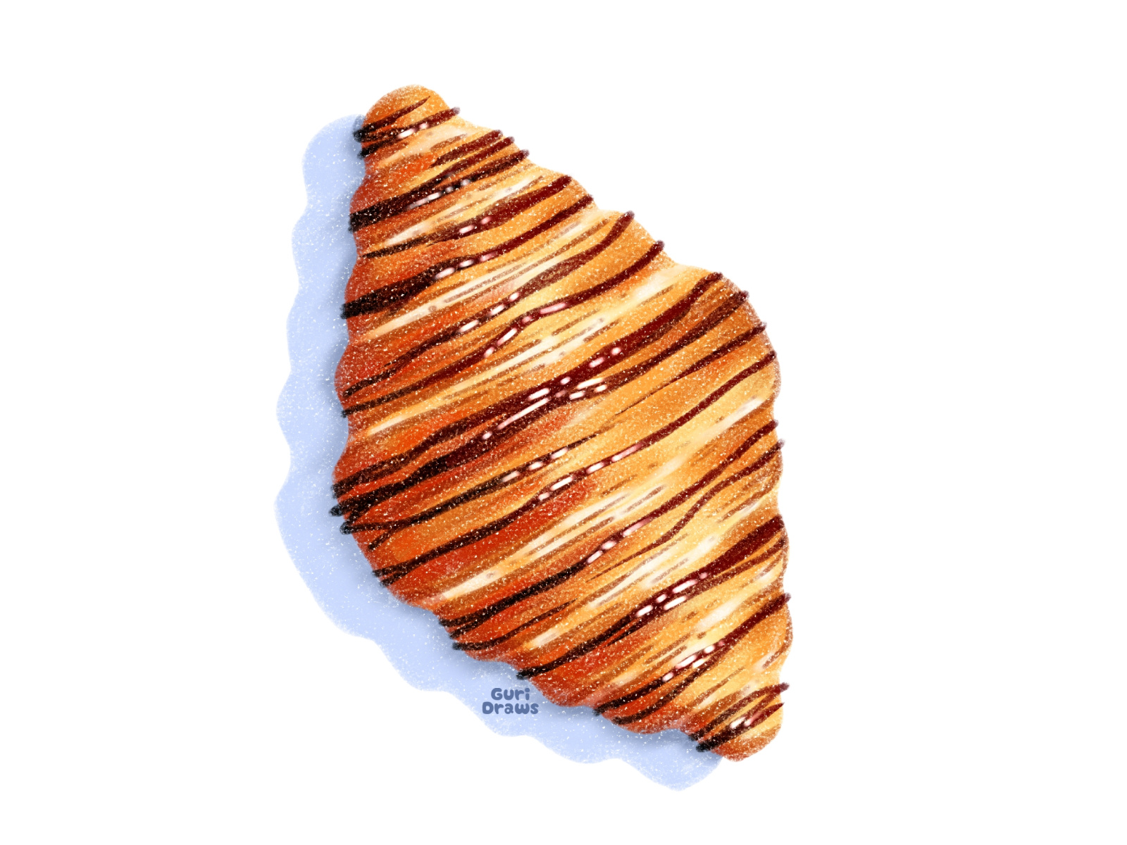 Chocolate-striped croissant artist bakery breakfast brown chocolate croissant delicious design digital art food graphic design illustration logo texture
