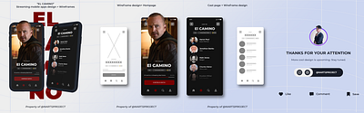 "EL CAMINO" Streaming Mobile app design + Wireframes. app branding design mobile movie streaming ui uidesign