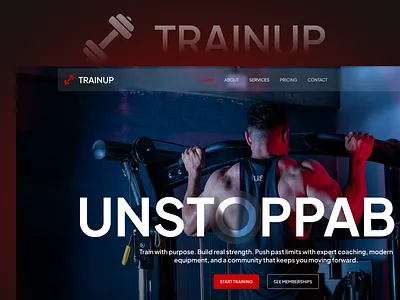 Gym Website Landing Page | Fitness Center UI Design branding figma fitness fitnessui gym gymui health landingpage modernui responsive saas sports trainer training uiux webdesign webflow website wellness workout