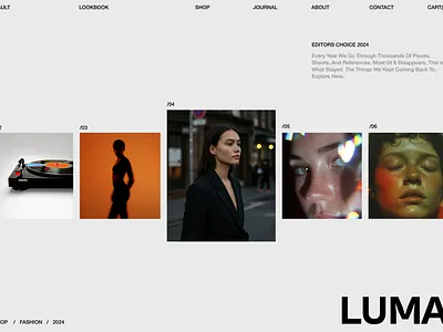LUMA | Minimal Ecommerce Landing art direction clean layout creative direction dark mode editorial design editorial layout fashion branding fashion website grid layout light mode lookbook design luxury design minimal ui minimalism modern web design monochrome design portfolio website typography design visual hierarchy whitespace design