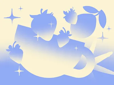 Tea and Fruit collage gradient illustration solid graphic sparkles visual graphic