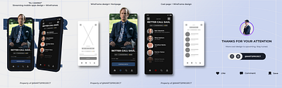 "BETTER CALL SAUL" Streaming Mobile app design + Wireframes. app branding design mobile ui uidesign