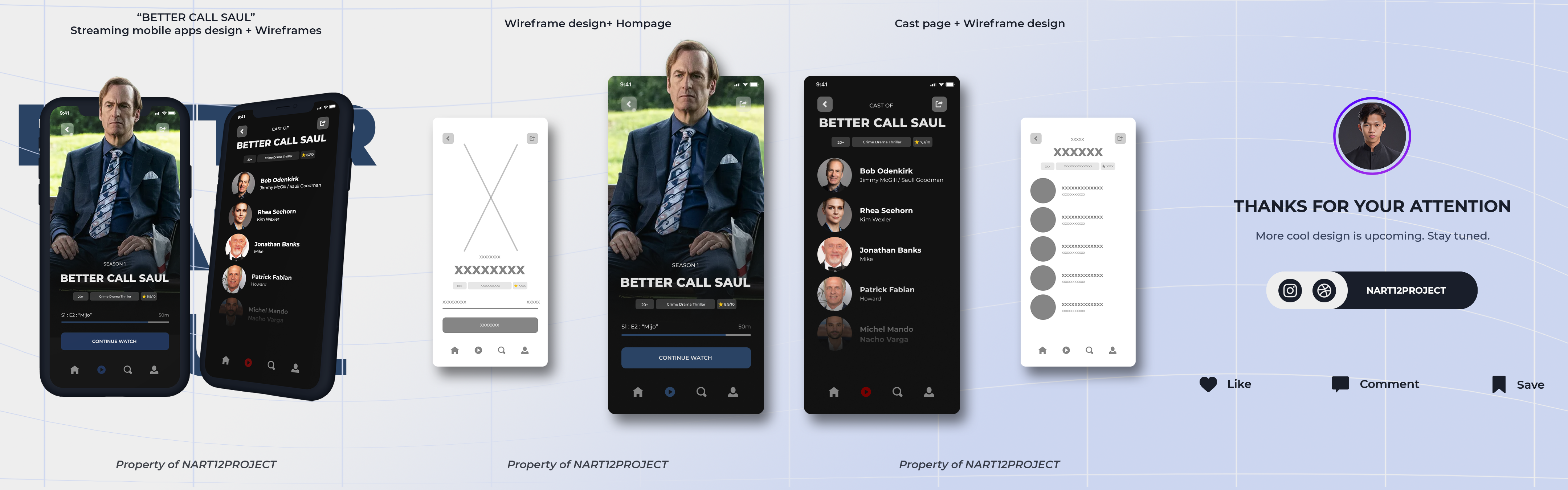 "BETTER CALL SAUL" Streaming Mobile app design + Wireframes. app branding design mobile ui uidesign