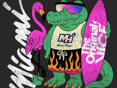 Duvin x Miami Heat Vice Collection alligator apparel basketball branding collab design drawing duvin florida graphic design identity illustration james lano logo nba procreate sports streetwear