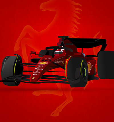 Digital art Ferrari F1 car car creative design digital digital art f1 ferrari graphic design helmet illustration racing racingcar vector