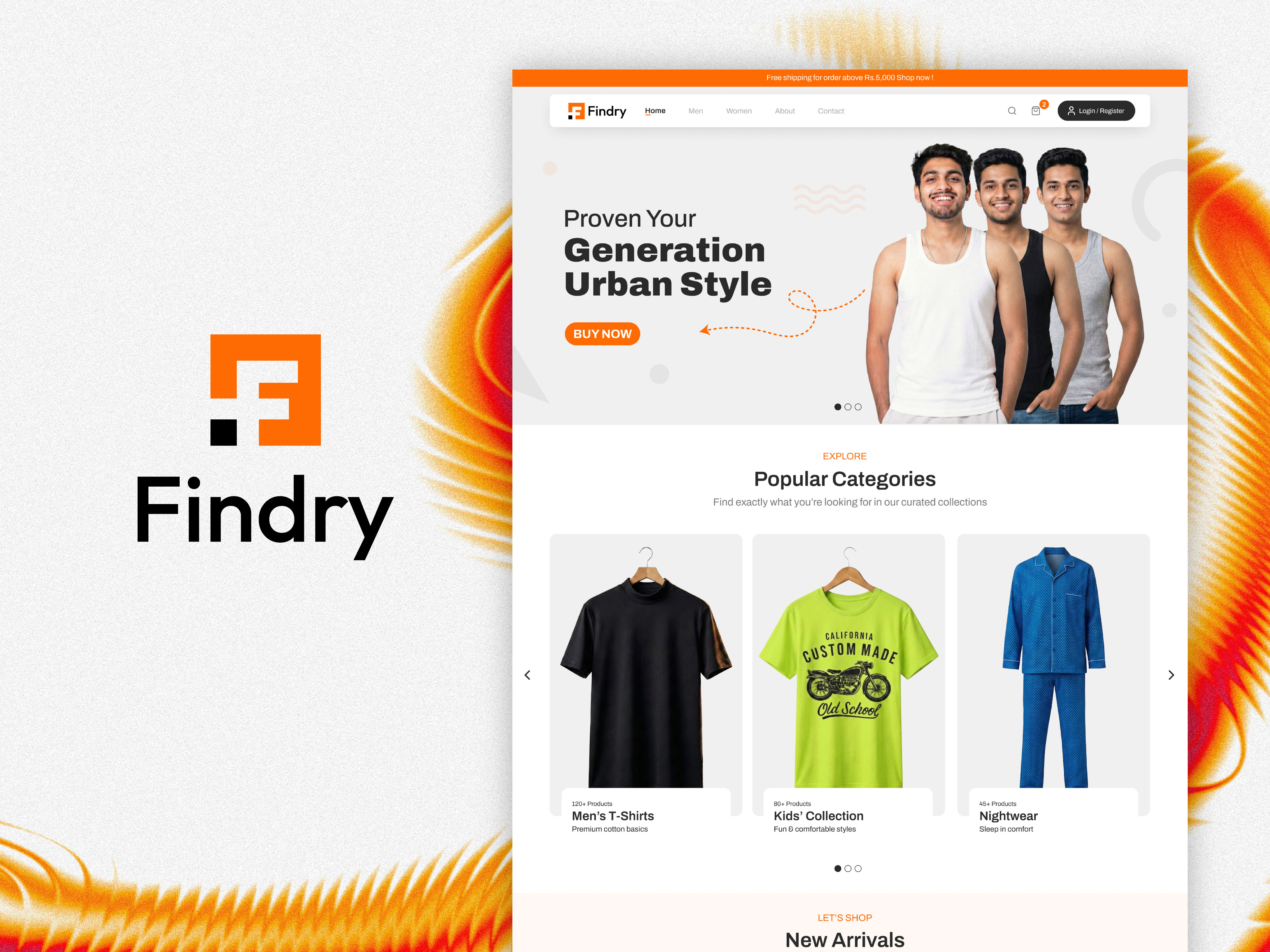 Clothing Brand Online Store | Landing Page apparel clean ui clothing ecommerce fashion figma landing page menswear modern ui online store orange product page retail shopping storefront ui user interface ux web design website design