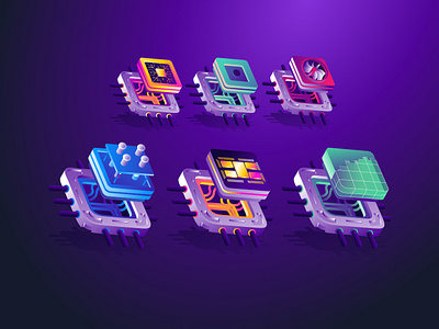 Range of instances branding cloud core gpu icon illustration instances keyvisuals labs pro scaleway set start vector