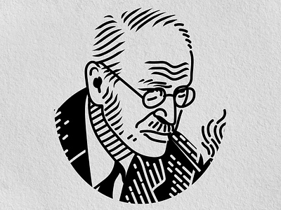 Minimal Woodcut Illustration N°4 : Carl Jung black and white carl jung engraving etching heritage illustration intaglio pen and ink scraperboard scratchboard woodcut