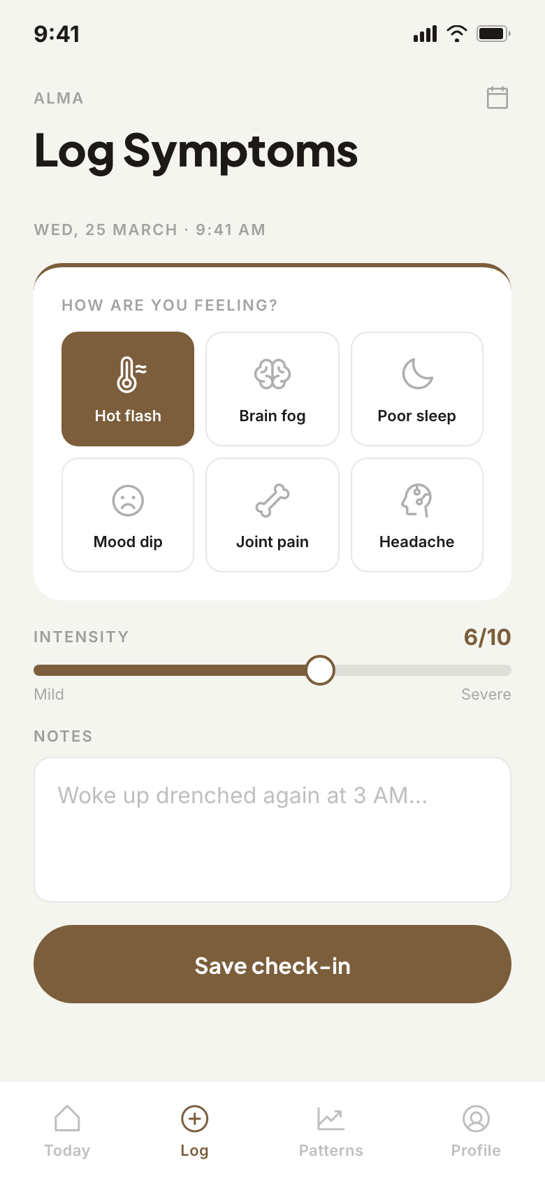 Alma - symptom tracker and insights | Mobile app. Image 2