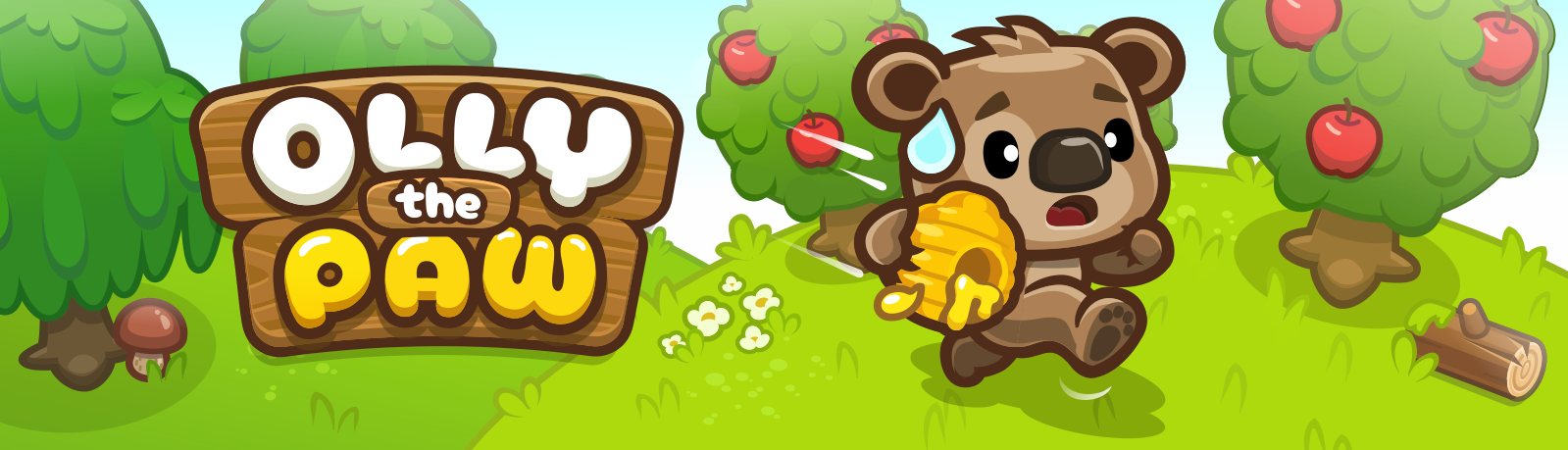 Olly the Paw - complete 2D game art production 2d game animals asset design bear character cartoon style casual game character design colorful cute characters fantasy game art game assets game design game ui icons idle game mobile game stylized art ui design vector style