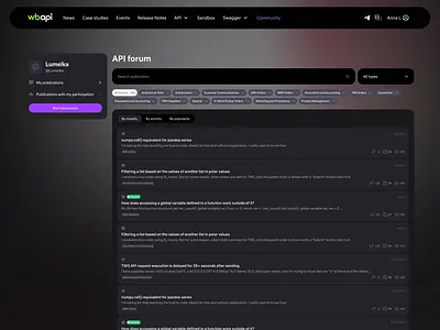 WB API | API forum | Web api communication forum integrations interface platform ui uidesign ux uxui web