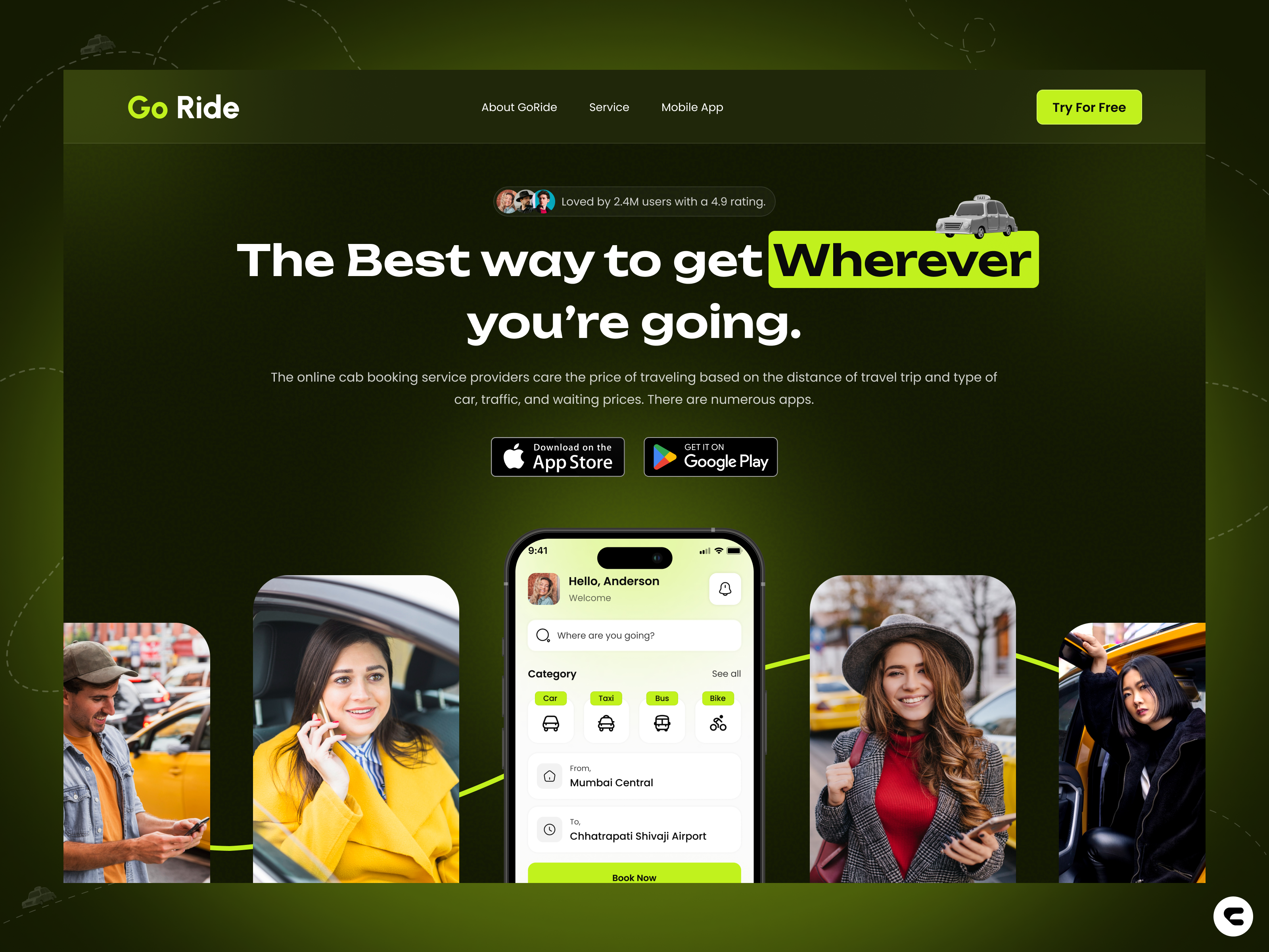 🚕Go Ride – Smart Ride Booking car booking landing page passengers ride booking rider booking taxi taxi booking taxi website travel ui ux design web design