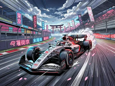 Audi Revolut F1 Team Japan race illustration f1 formula1 illustration japan manga motion graphics