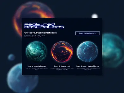 Futuristic UI — Planet Selection Interface clean ui concept design creative ui design system digital design exploration ui futuristic design grid layout interaction design interface design layout design modern ui product design sci fi ui design user experience ux ui visual design web design web ui