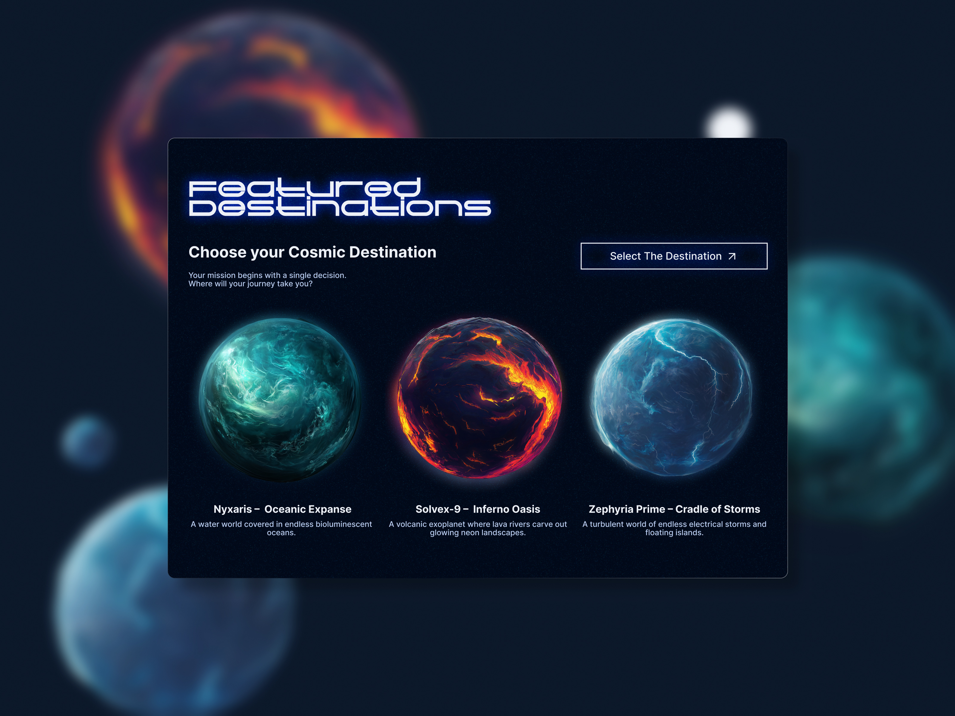 Futuristic UI — Planet Selection Interface