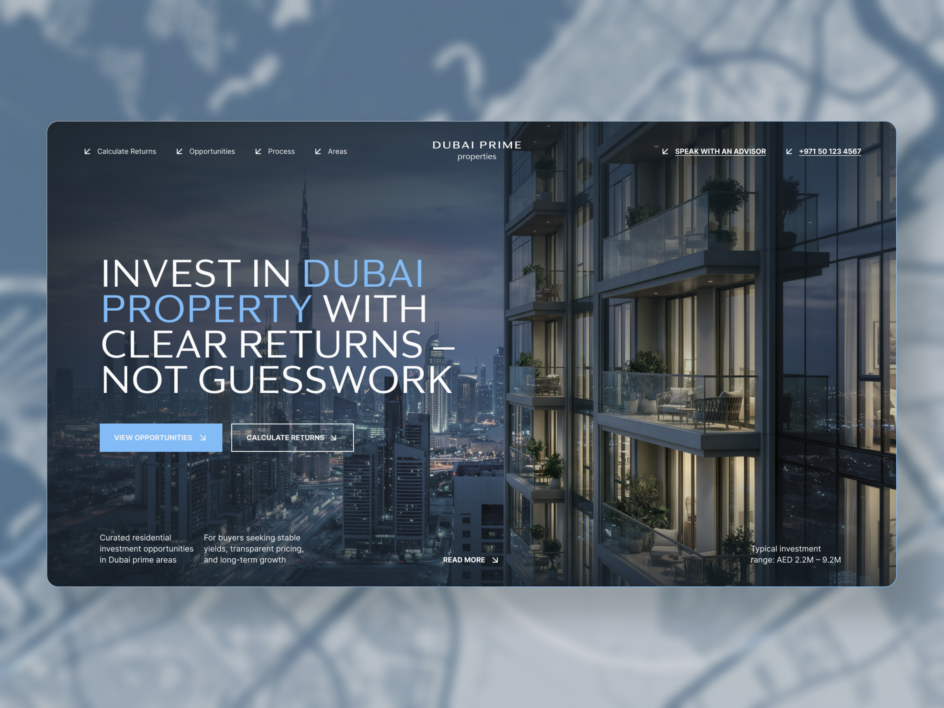Dubai Real Estate Investment — Landing Page UI
