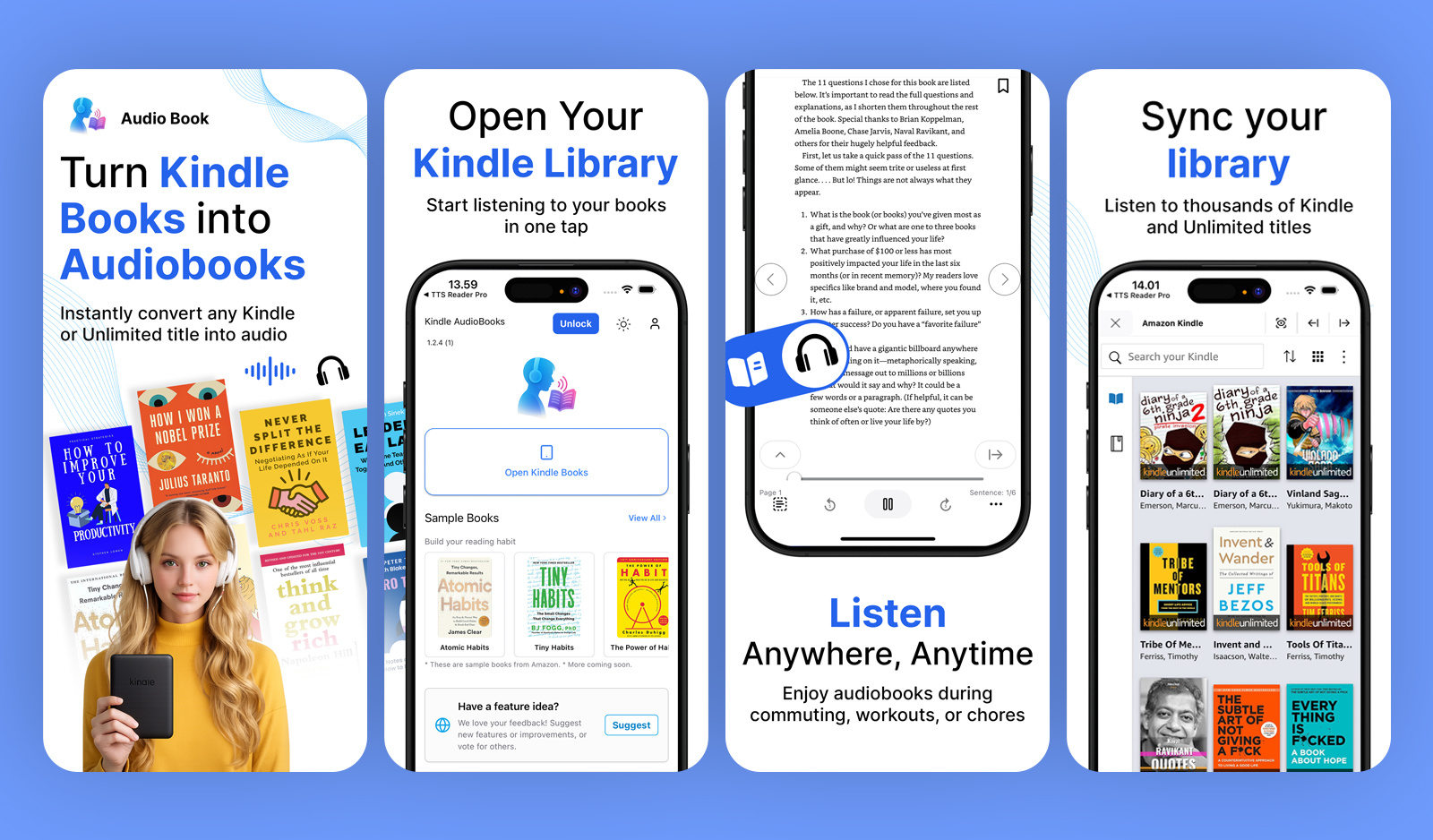 App Store Screenshots | Kindle Audiobook App app design app screenshots app store app store screenshots audio book app books app screenshots educational figma kindle app mobile mobile app design play store screenshots