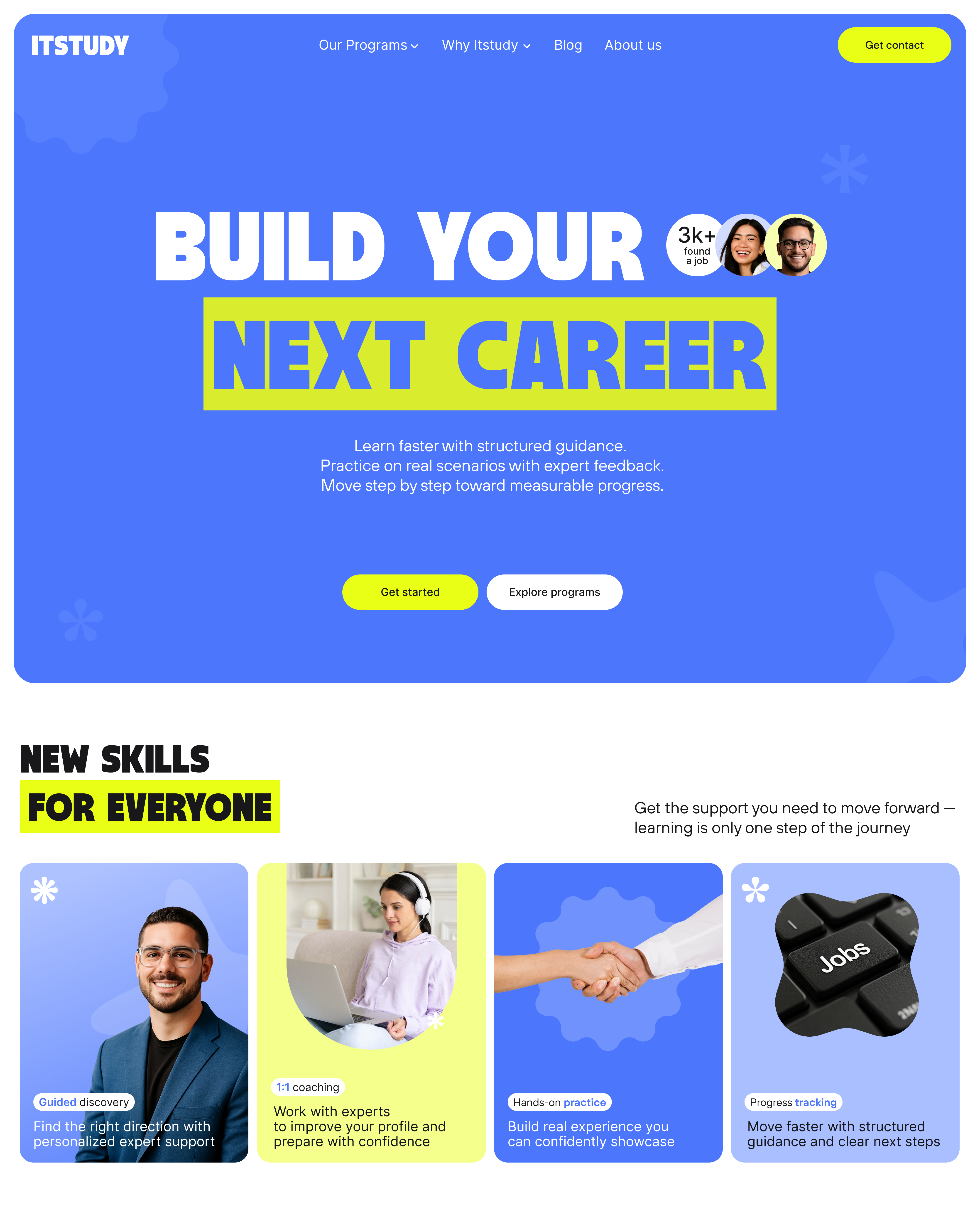 Website for a modern IT learning platform branding minimalism ui ux uxui webdesign