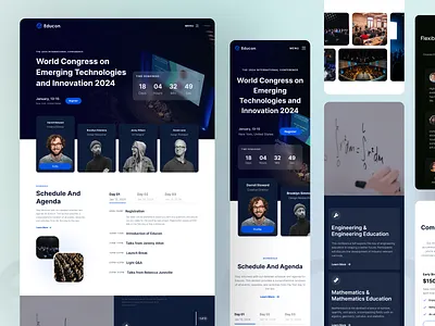 Educon - Conference Landing Page Template clean design conference website dashboard ui event landing page figma mobile design modern interface product design saas design ui design ux design web design