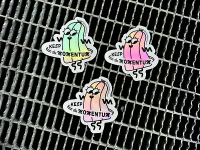 Keep the Momentum body positivity branding illustration character design character illustration creative flow dancing fitness graphic design graphicdesign holographic holographic sticker hula hoop illustration keep the momentum momentum sticker sticker design sticky character typography vector illustration