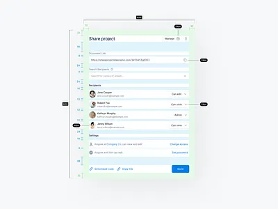 Modal components | Specification anatomy app clean component design system figma interface layout manage modal product design project sergushkin settings share spacing spec specifications ui kit ux design