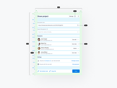Modal components | Specification anatomy app clean component design system figma interface layout manage modal product design project sergushkin settings share spacing spec specifications ui kit ux design