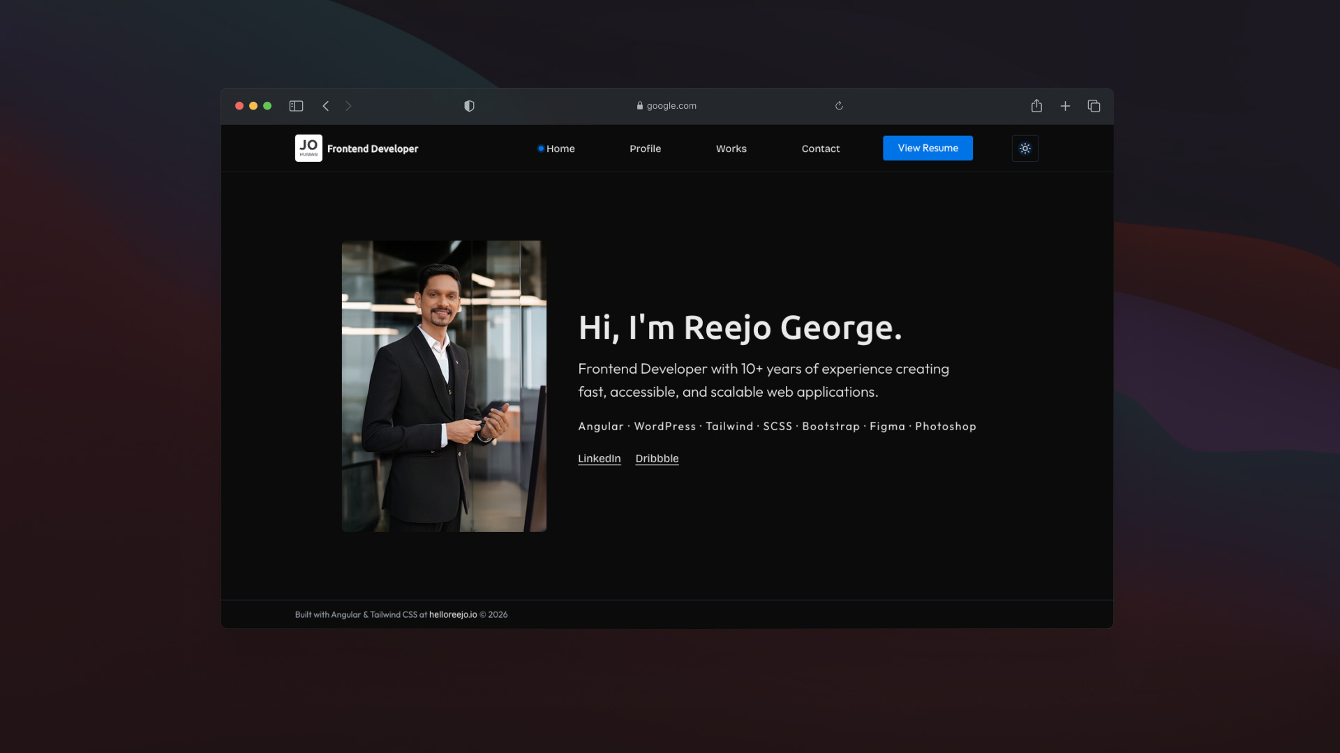 Minimal Portfolio Concept | helloreejo.io darkui frontenddeveloper minimalportfolio portfolio webdesign