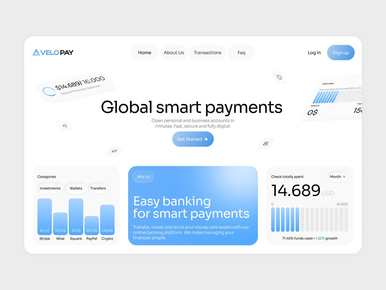 VeloPay — Smart Payment Platform UI/UX Design