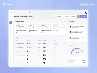 UI UX Design Document Editor Dashboard - Inkwise ai assistant ai suggestion collaboration app collaboration logo collaboration tool content writer core app dashboard dashboard design dashboard ui document editor employee dashboard modern dashboard online platform ui ux phenomenon studio platform design productivity app saas dashboard ui ux design web dashboard workspace