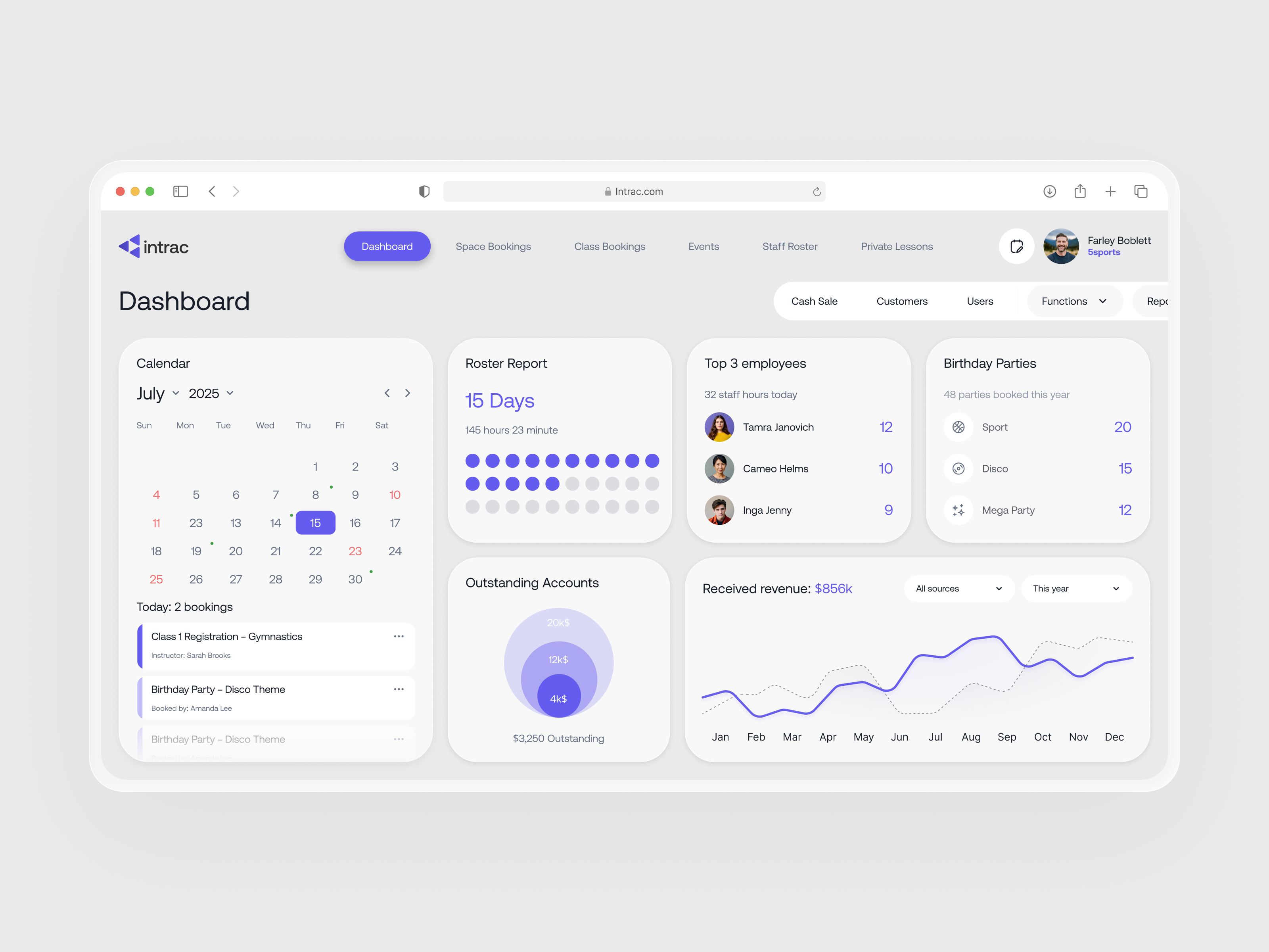 Example of Intrac: Booking & Staff Management SaaS | Fivecube