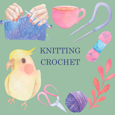 watercolor knitting/crochet branding crochet design illustration logo pattern sewing textile watercolor