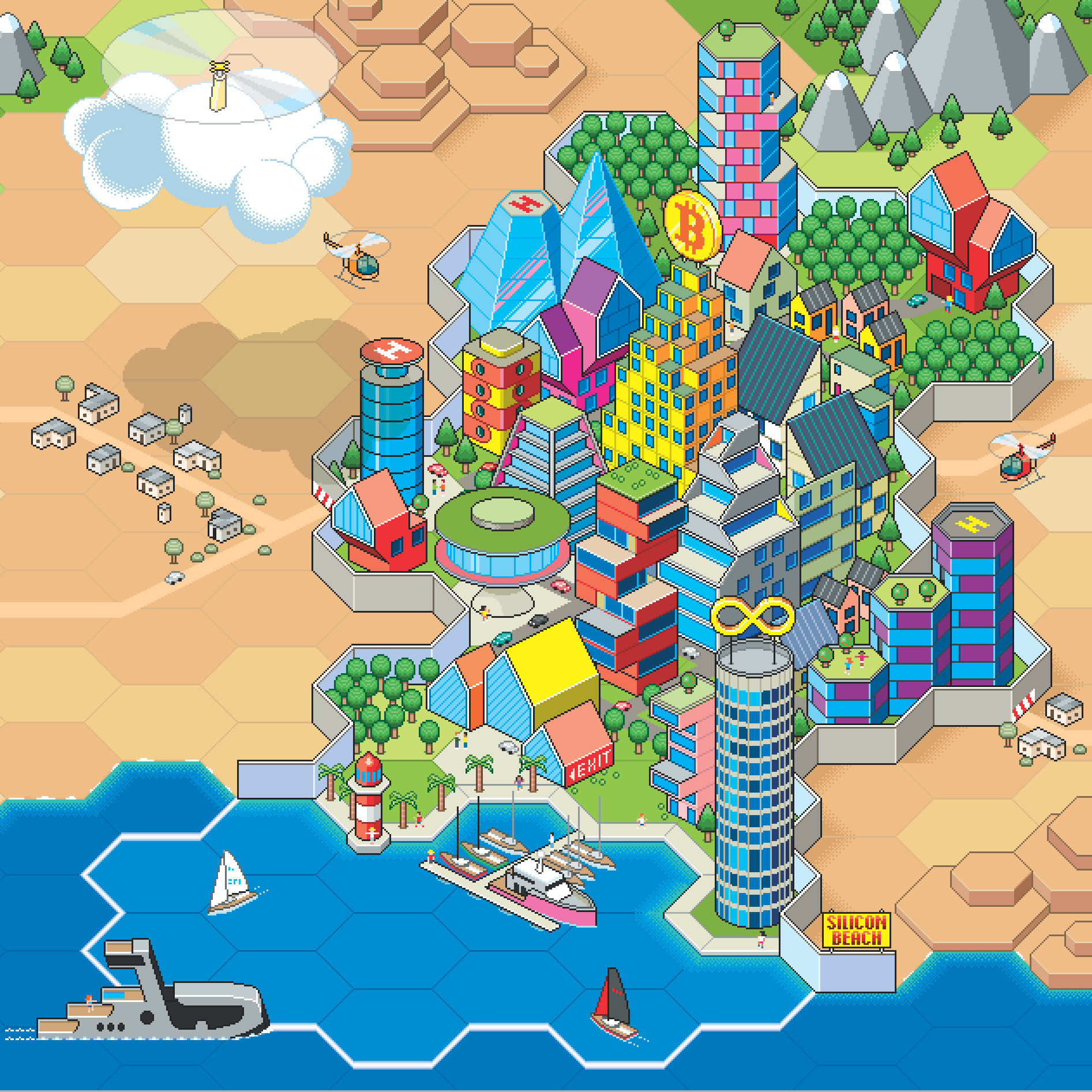 Illustration for The Atlantic Magazine design illustration isometric pixel vibrant