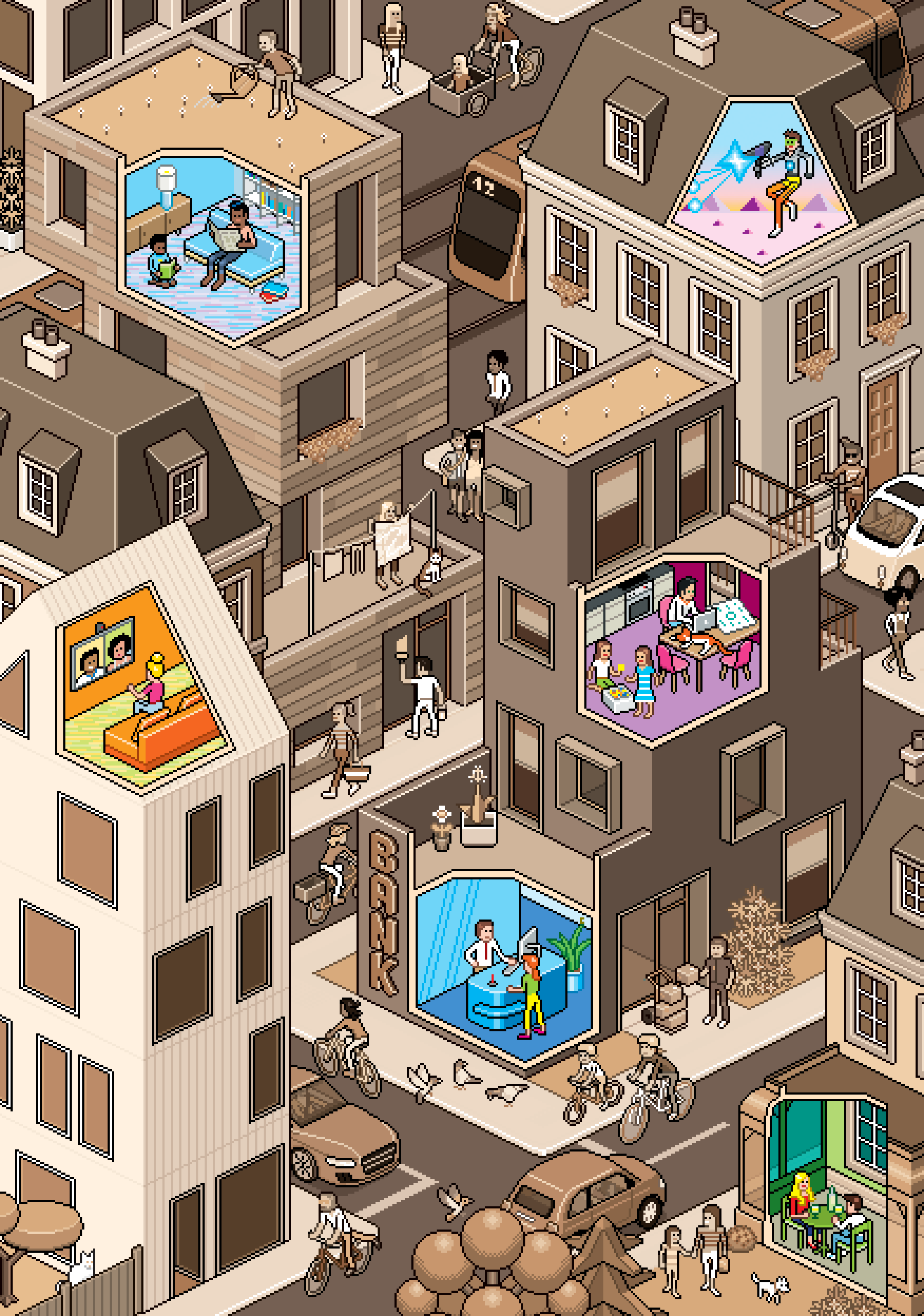 Illustration for FAZ (Frankfurter Allgemeine Zeitung) Germany illustration isometric pixel