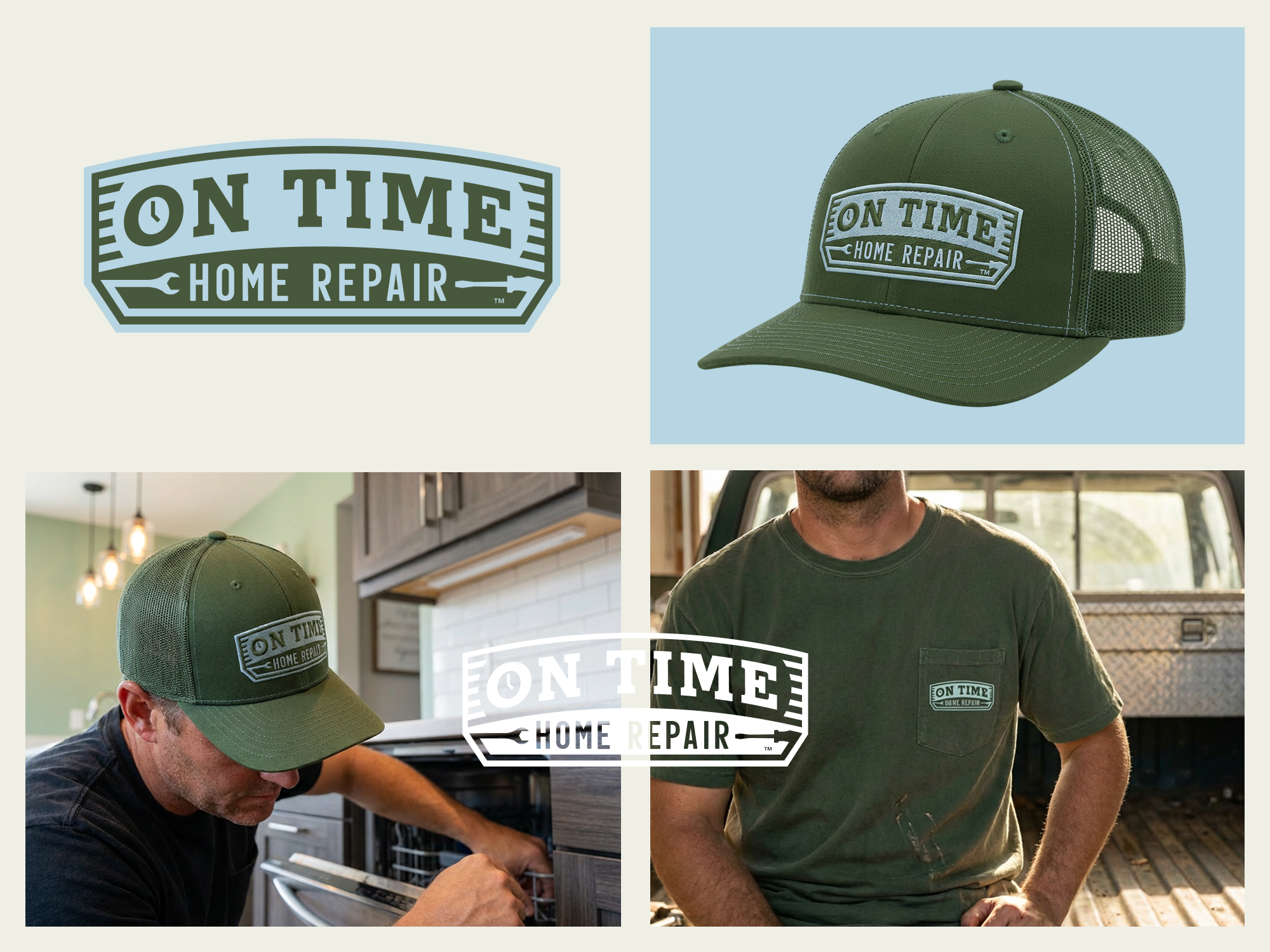 On Time Home Repair brand branding brian white design construction graphic design home repair identity design logo logo design repair