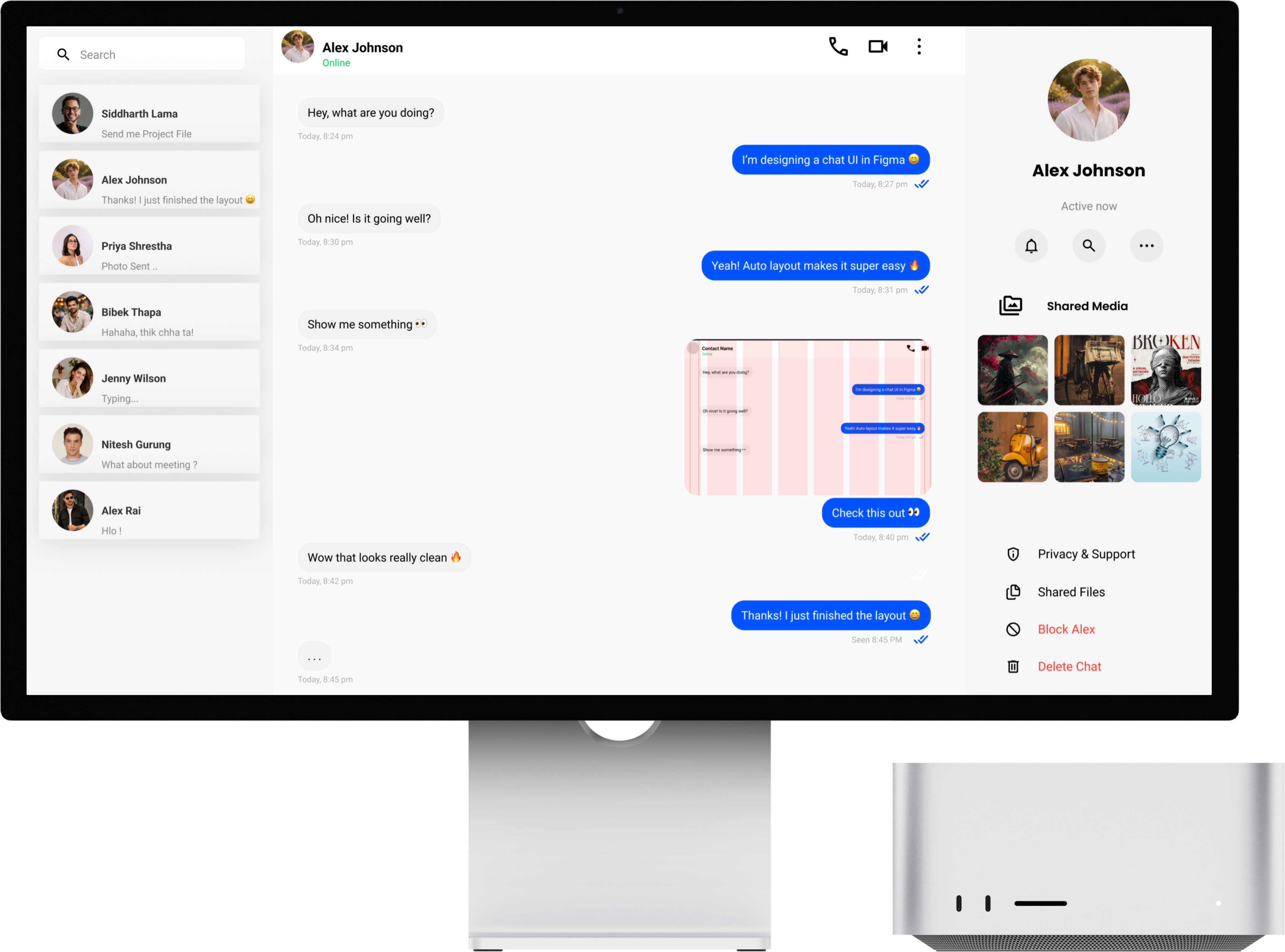 Modern Desktop Messaging App UI | Daily UI #013 dailyui figma messagingapp ui uidesign uxdesign
