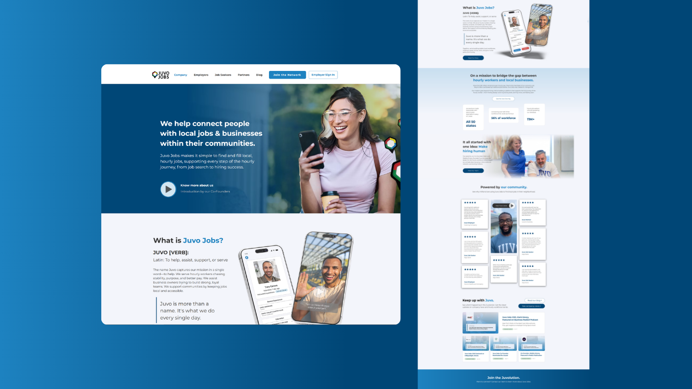About Us Website Design | Jobs App Platform about us about us website app app about us app website brand page branding clean design graphic design jobs jobs platform minimal design startup tech tech website testimonials ui ux web design website