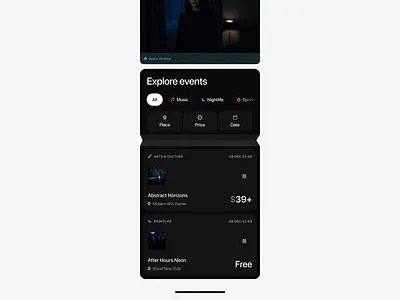 Event Discovery App Design app concept app design card design creative app designer creative design design community design feed design inspiration design system digital product discover program event app event design event discovery interfacedesign mobile app night life product design ui design ux design