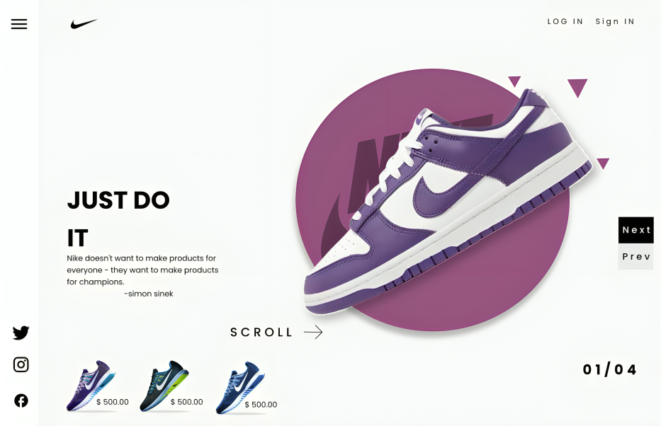 Example of Just Do It — Nike UI Exploration