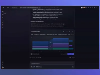 WisdomAI Redesign - Pin chat agentic ai ai chat ai messaging analytics b2b business intelligence chat roster enterprise enterprise ai insights messages messaging pin chat ui