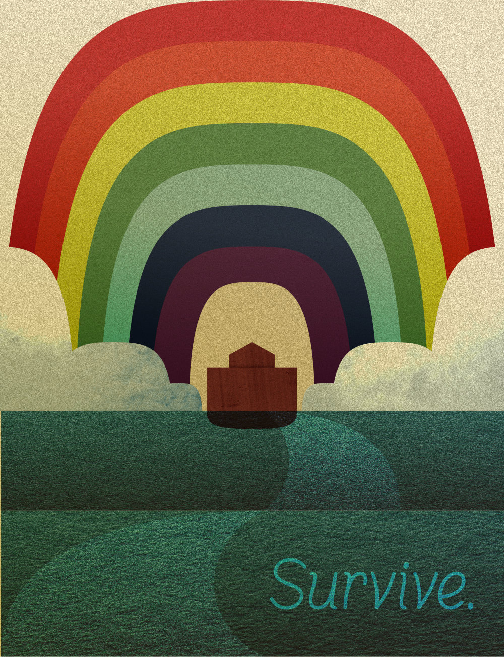 Survive ark bible genesis graphic design illustration ocean rainbow
