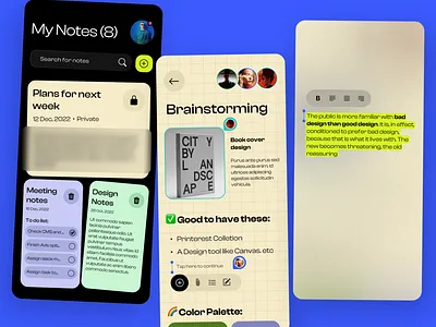 ✍ Notes App Design - UI Design app appdesign colorpalette mobileapp mobileappdesign mockup notes notesapp simple styleguide ui userinterface
